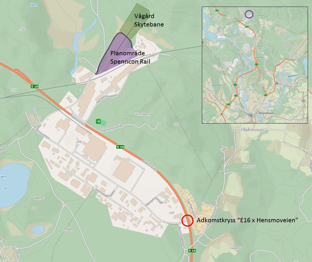 2/12 TRAFIKKANALYSE 1 Innledning COWI AS er engasjert av Spenncon Rail AS for gjennomføring av trafikkanalyse i forbindelse med planlagt utbygging av Spenncon Rail sitt område på Hensmoen i Ringerike