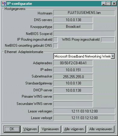 52 NORSK Kontroller IP-konfigurasjonen for datamaskinen din slik: For Windows 98SE / Windows Me: 1 Klikk Start, Kjør... og skriv inn winipcfg. 2 Klikk OK for å vise IP-innstillingene.