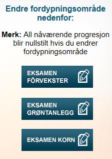 Fordypningsområder Kurs og eksamen er tilpasset tre fordypningsområder: Korn Fôrvekster Grøntanlegg Teorien er generell, men