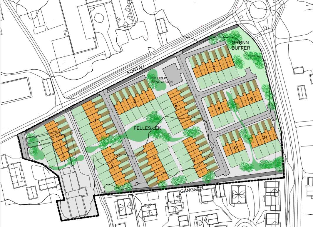 3 / 7 Figur 1 Illustrasjonsplan for Brekstad gård Kilde: Arkiplan AS 3 FORSKRIFTER OG GRENSEVERDIER Miljøverndepartementets retningslinje for behandling av støy i arealplanlegging, T-1442, er lagt