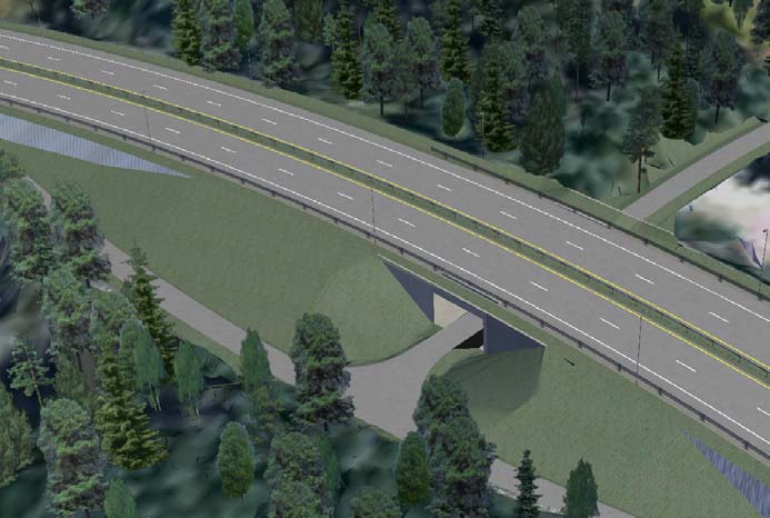 Midtsand driftsundergang (profil 10210) Det bygges ny plasstøpt kulvert med hel bunnplate, med innvendig bredde 6,0 m og høyde 4,2 m. Lengde 30,9 m. Kulverten er en driftsundergang.