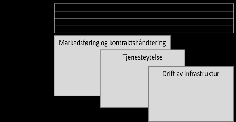 utviklet for verdinettverkstilnærmingen, beskrives primæraktivitene som markedsføring og kontraktsstyring, tjenesteytelse og drift av infrastruktur (figur 10).