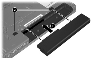 Sette inn eller ta ut batteriet FORSIKTIG Du kan miste data når du bytter et batteri som er den eneste strømkilden.