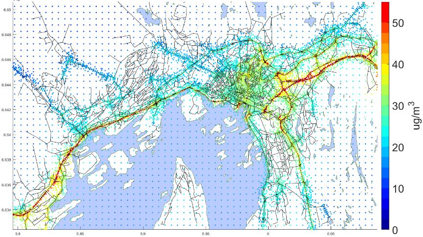 REVIDERT OSLOPAKKE 3: EFFEKTER PÅ TRAFIKK, MILJØ OG SAMFUNN 76 a) Referanse2022 b) Tiltak 2022 Figur 6-13: Kartene viser 31.