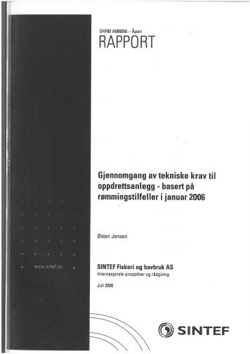 Faglig underlag for krav til flytende oppdrettsanlegg FHF prosjekt 541011 (2005 2007) Ekstremverdianalyser Designlaster Islaster Bølger Foto: Gjermund Bahr Rømminger januar