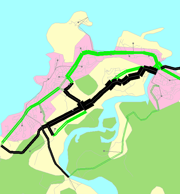 6.3.2 Differanseplott omkjøringsveg 2014-3 600-2 400-6 500-2 500 + 1 600-3 600-2 800 + 3 000 + 7 200-1 400 + 5 300 + 4 800-1 500-1 500 + 1 600 + 500-450 Figur 16 Trafikken