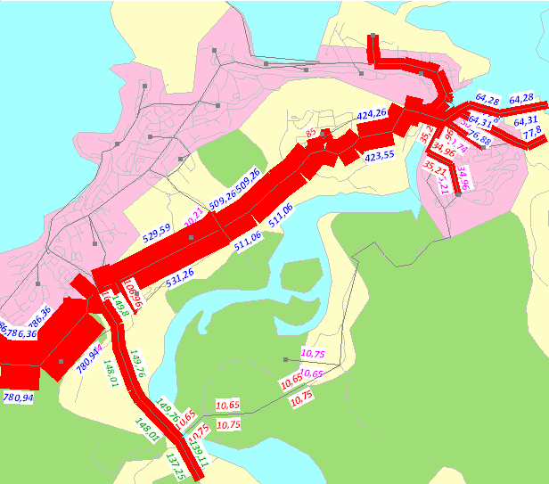 6.3.8 Select link for trafikk på ny veg ved Gakori Valgt veglenke Figur 22 Viser hvor trafikken