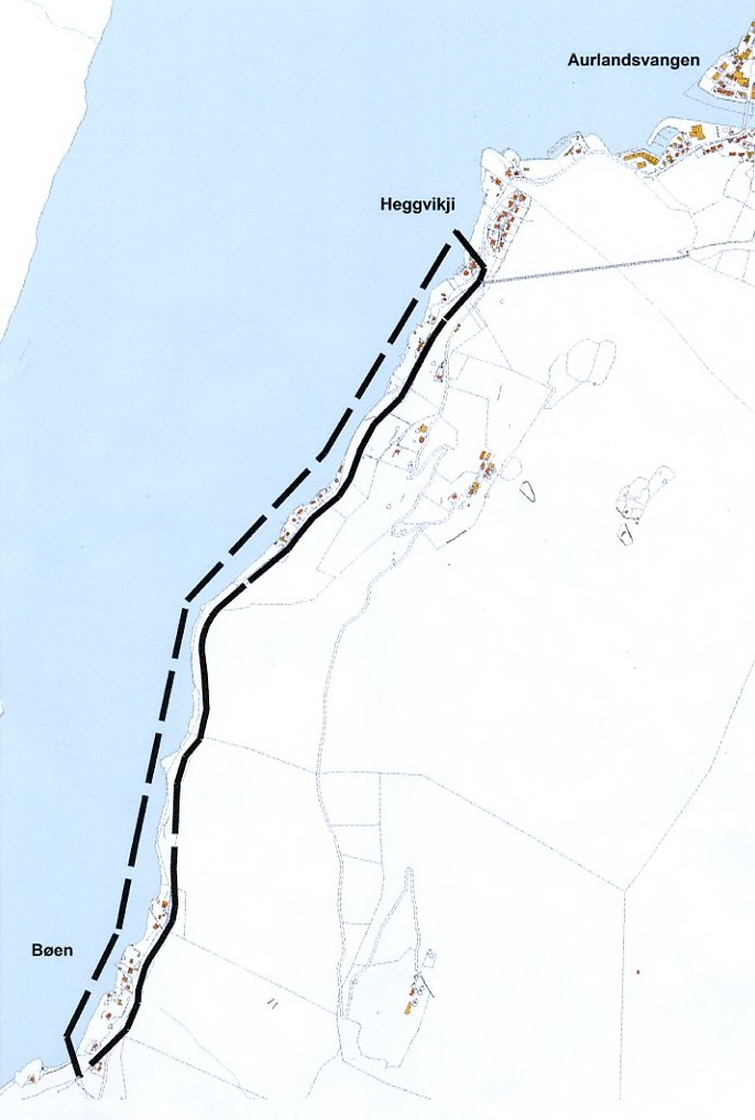 Innleiing Aurland kommune v/plan og utvikling vedtok i møte 20.01.2014, med heimel i Planog bygningslova 12-8, å starte ein reguleringsplanproseess for strekninga Heggvikji Bøen.