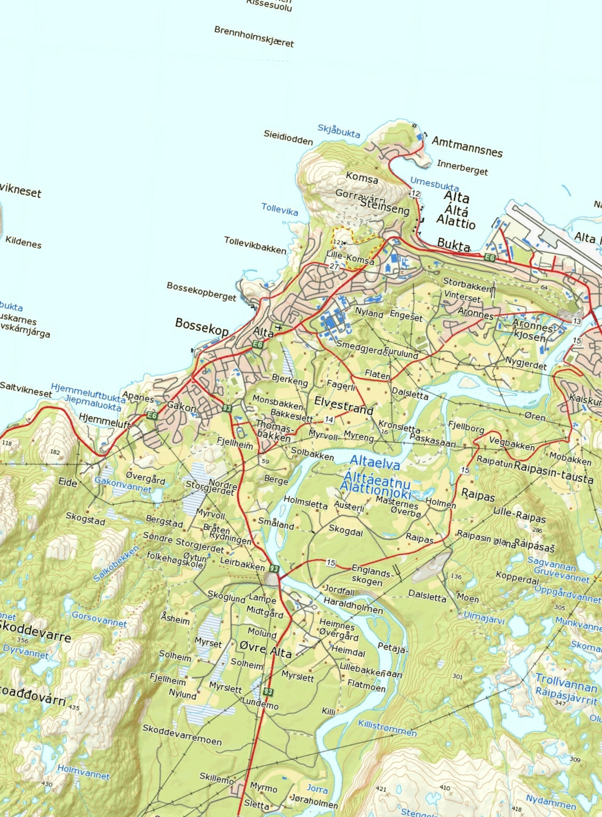 Oppdrag nr. 1350005985Målestokk: 1:50 000 Status: Rv 93 Salkobekken - Øvre Alta Statens vegvesen Region Nord Rambøll AS - Region Midt-Norge P.b. 9420 Sluppen Mellomila 79, N-7493 Trondheim 22.