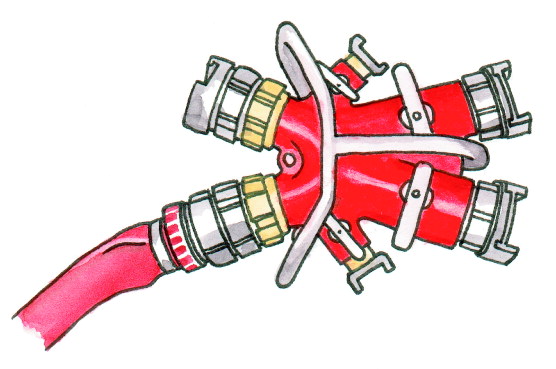 Med slagkraft menes: Et røykdykkerlag fører med seg en angrepsslange/ett strålerør. Laget sikres med egen sikringsslange.