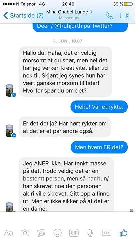 2) MGL har undergravd sin egen troverdighet Gard Michaelsen i Medier 24 og MGL har ulike versjoner av hendelsesforløpet da MGL ble forelagt indisiene på at hun var aktiv på @fruhjorth.