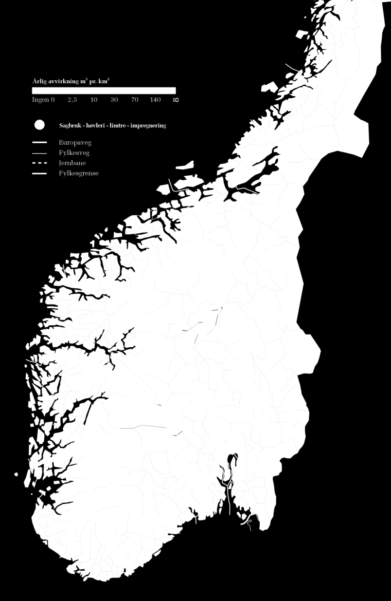 Treindustrien Produktene Trelast, limtre, impregnert, bygningselementer, emballasje og halvfabrikata til annen treindustri. Råvarer til treforedling, spon- og fiberplater og energiprodusenter.