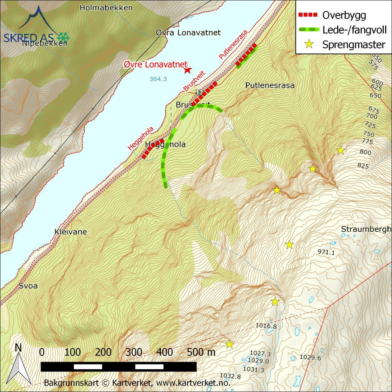 Oppdrag: 16032 Odda, Røldal - Skredfarevurderinger Rv13 Rapport: Sikringstiltak med kostnadsoverslag Dokument nr.: 16032-02-1. Dato: 2016-09-02 4 Øvre Lonevatnet 4.