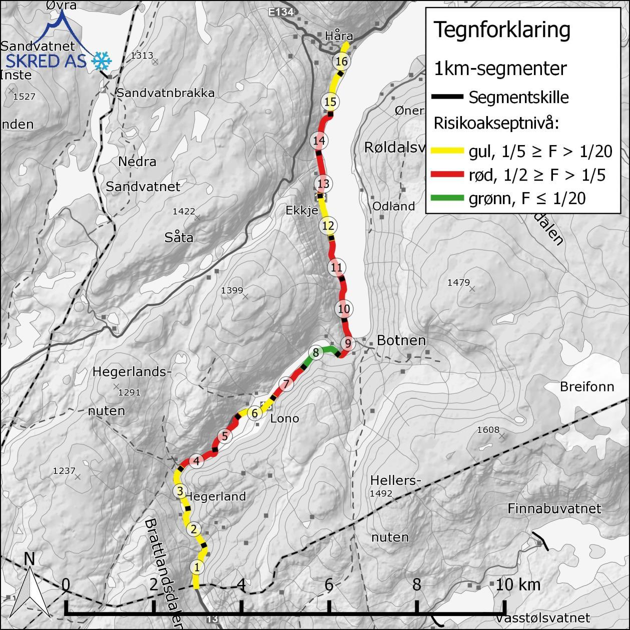 Oppdrag: 16032 Odda, Røldal - Skredfarevurderinger Rv 13 Rapport: Risikoanalyse Rv 13 Uføreberget-Håra Dokument nr.: 16032-01-1.