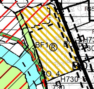 Generelle opplysninger Betegnelse på plankartet Utsnitt fra kommunedelplan BF1 Navn/stedsbeskrivelse Vest for Brugata Arealformål Bolig/forretning Størrelse Ca.