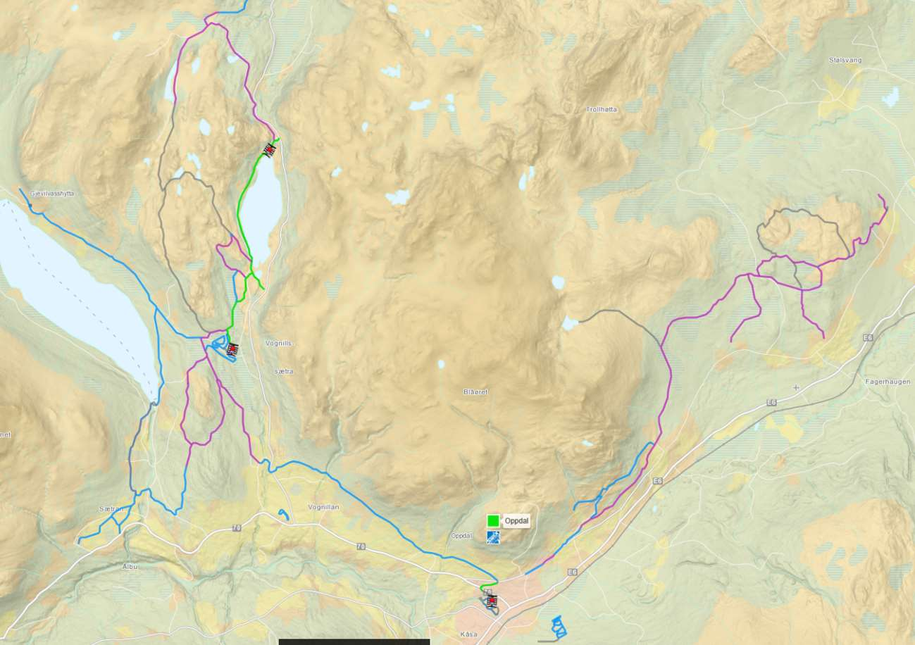 Figur 5 Løyper i Storlidalen (skisporet.