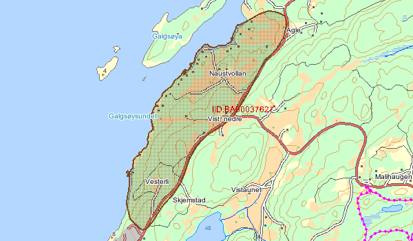 Kilde: Direktoratet for naturforvaltning Arealet som blir berørt er derfor å betrakte som et lite beiteområde sett i forhold til området avmerket i naturbasen.