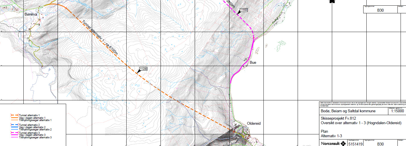 Fv. 812 Tunnel mellom Hogndalen/Børelv og Hoset/Bue/Oldereid En tunnel vil redusere avstand til fv.17/bodø og i tillegg fjerne fjellovergangen over Kvikstadheia (245 moh).