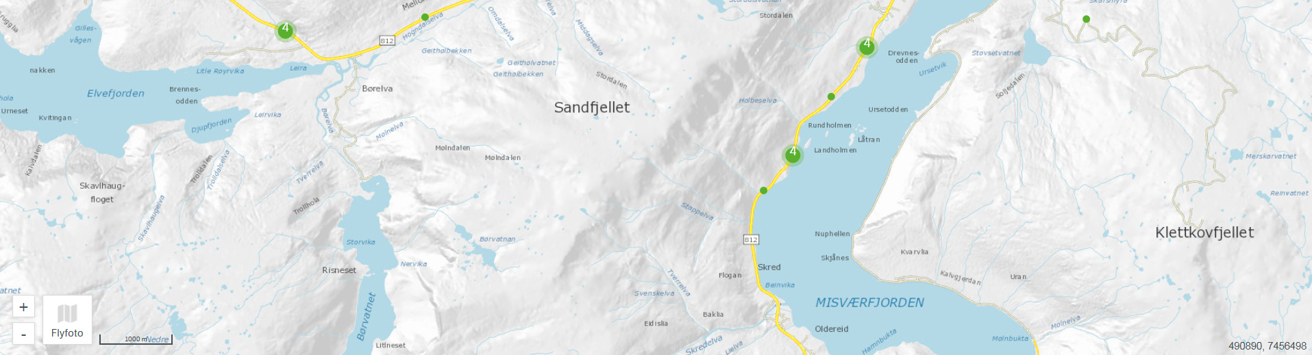 Fv. 812 Tunnel mellom Hogndalen/Børelv og Hoset/Bue/Oldereid Vegstandard og trafikksikkerhet Den største utfordringen på denne strekningen er stigningen opptil Kvikstadheia som ligger på ca 245 m