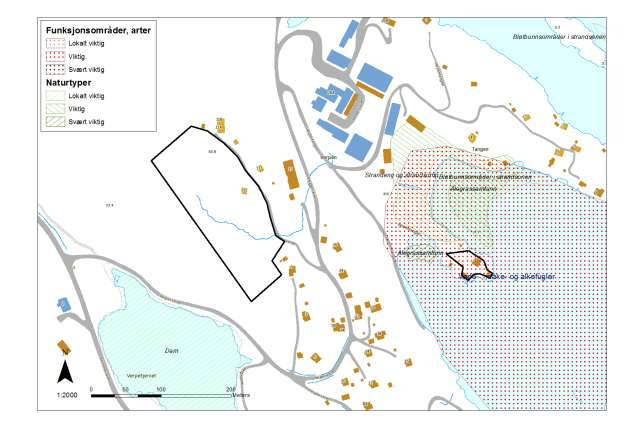 3.4 Miljøtema: Naturmangfold og biologisk mangfold Beskrivelse: Delområde 1: Både innenfor, og i et større område rundt planavgrensningen er det registrert viktig funksjonsområde for arter.