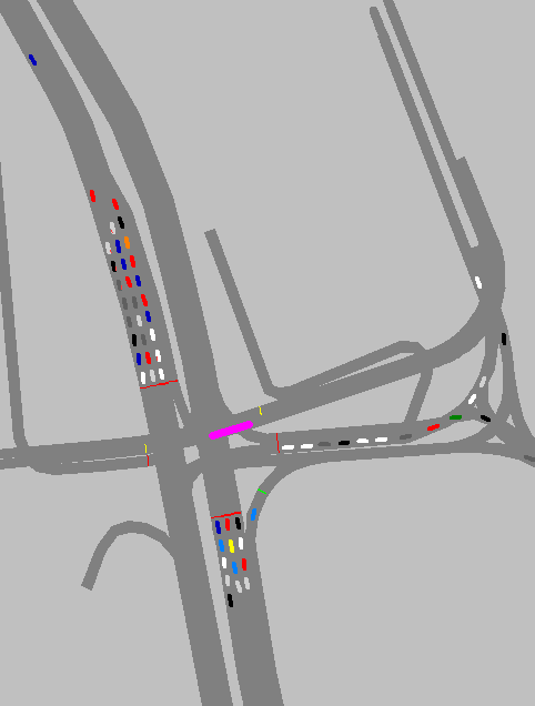 1.1 Figurene under viser skjermbilde av ettermiddagsrushet for dagens situasjon og for alternativ 6b. Figur 14.