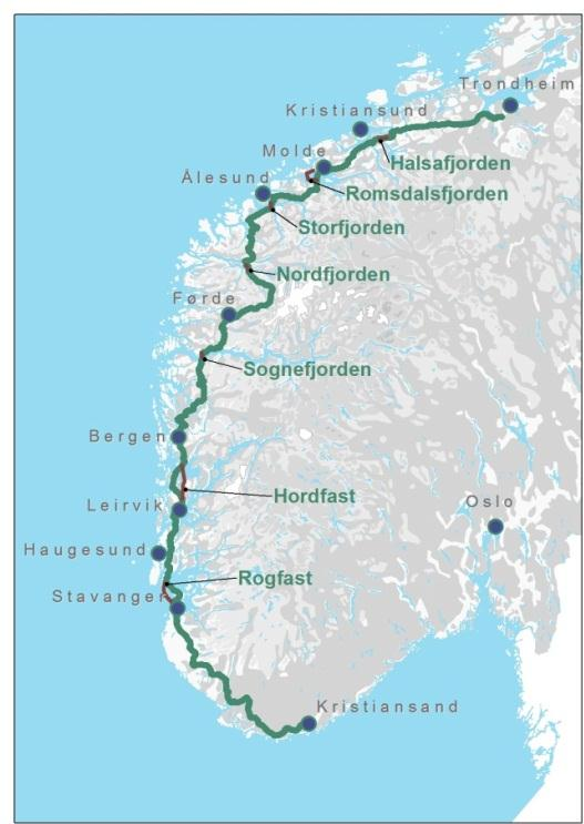 2.2 Ferjefri E39 2.2.1 Bakgrunn Ferjefri E39 er den viktigaste einskildsaka for Vestlandsrådet.