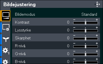 Endre innstillingene Endre innstillingene 1. Trykk på [Menu]-knappen. 2. Velg menyfanen med [ ]- og [ ]-knappen. Hvis du velger fanen Vis status kan du bekrefte informasjonen i dette trinnet. 3.