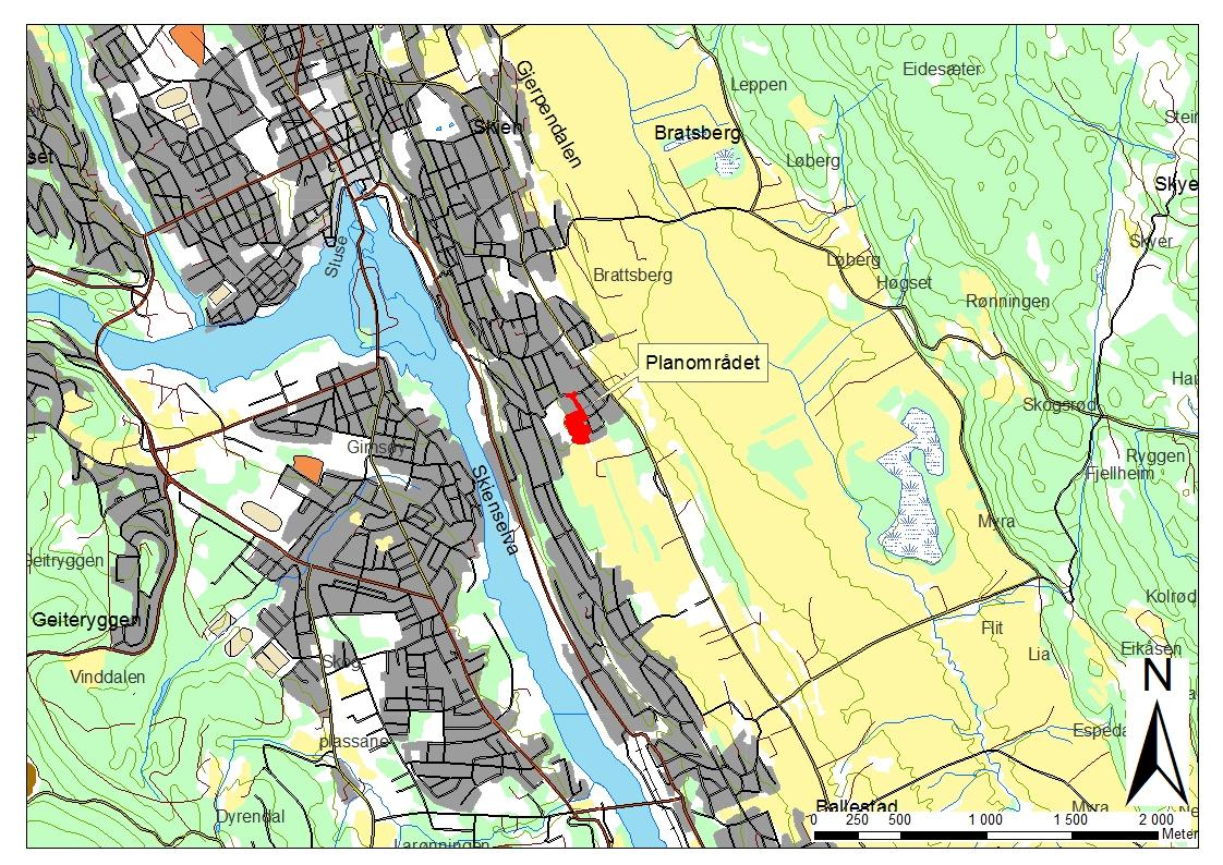 ganske flat, men fra sør til nord løper en karakteristisk kalksteinkant gjennom området, som er mellom 1 og 3 meter høy.