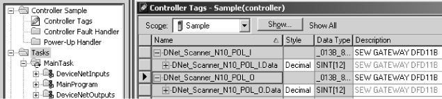 Prosjektering og igangsetting Prosjektering av PLS og master (DeviceNet-Scanner) 5 Når DFD11B-gatewayen er tatt opp i "Scanlist", må antallet Polled /O Bytes stilles inn på 2 antall PD via "Edit /O