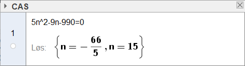 Løiger til oppgvee i ok 7.7 Vi hr, og 9 9 990 0 + + ( ) 9 9 9 CAS gir o løige.. Dette gir o likige 7.7 Førte rotjo tilvrer π, og rotjoe øker me formele + ( ) π π π + π π for hvert «klikk».