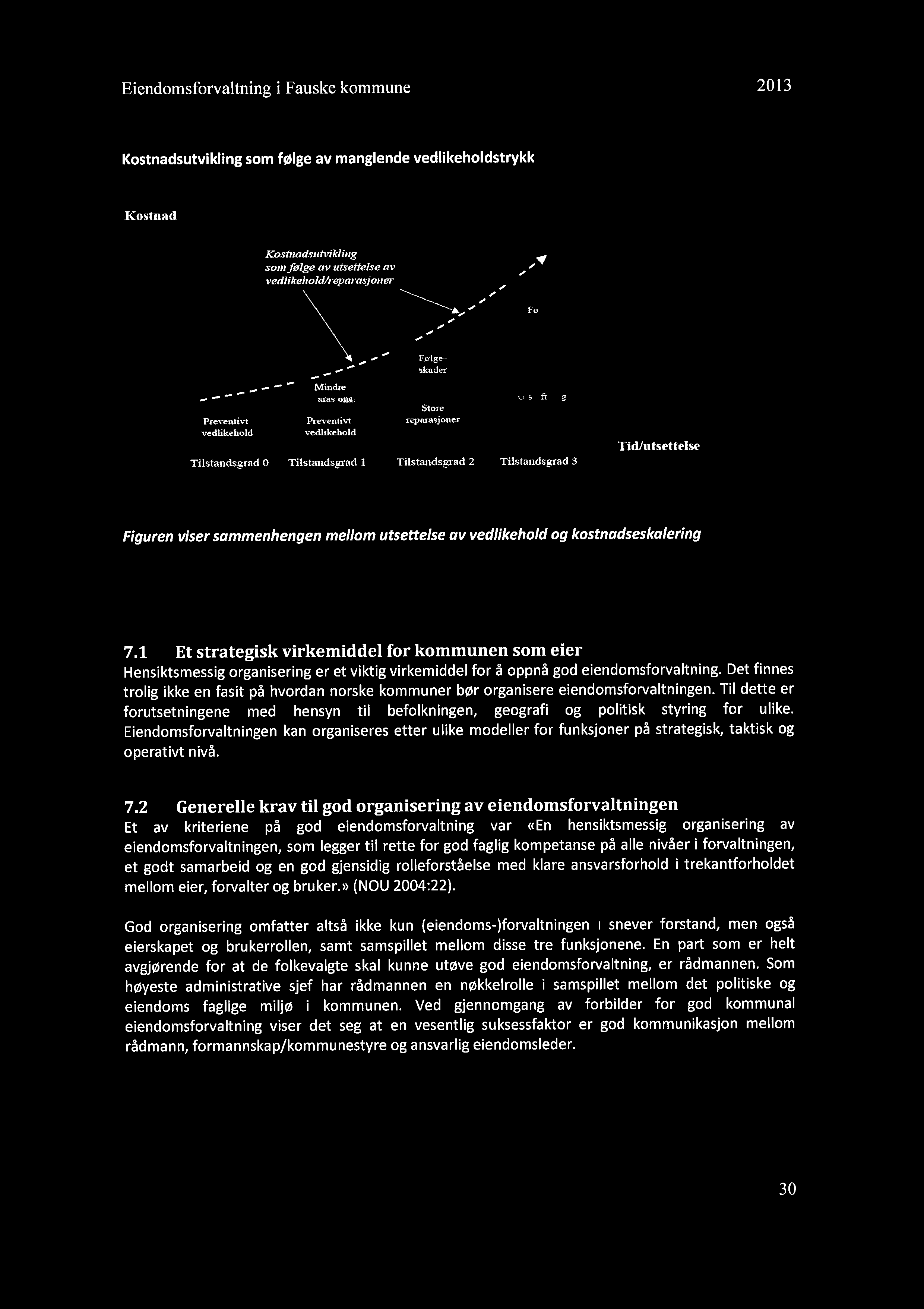 Eiendomsforvaltning i Fauske kommune 2013 Kostnadsutvikling som følge av manglende vedlikeholdstrykk Kostnad --- Koshiadsiitl';kl ng SOll følge a\' Iltsettelse a\' 1'edlikeliold/repal"asjolier \-- ~