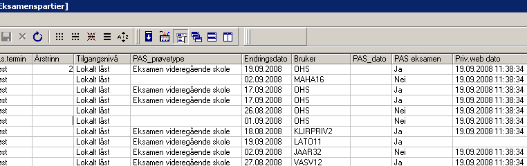 Etter vellykket overføring vil feltet PAS-dato fylles ut automatisk. Kontroller i PAS at alle kandidater er overført. Merk at det kan ta lang tid før alle data er overført til PAS.