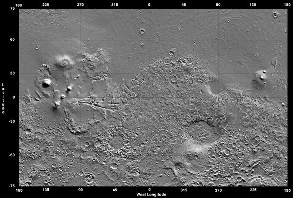 Mars: topografisk kart av