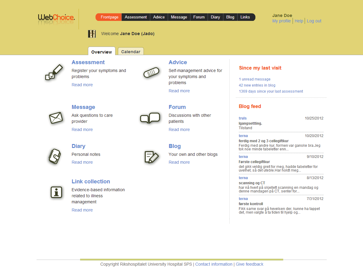 Figure 5. Screenshot of the WebChoice 2.0 overview page One of the most appreciated components of the first version of WebChoice was the option of secure e-mail [179].