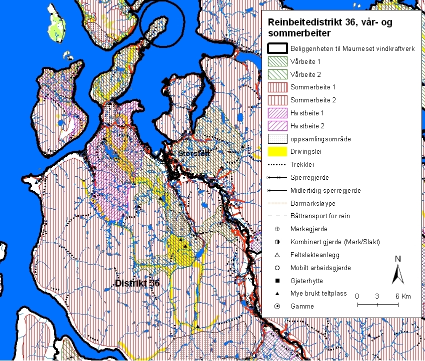 mot sperregjerdet. Det er ingen deler av disse områdene som blir berørt av vindkraftverket.