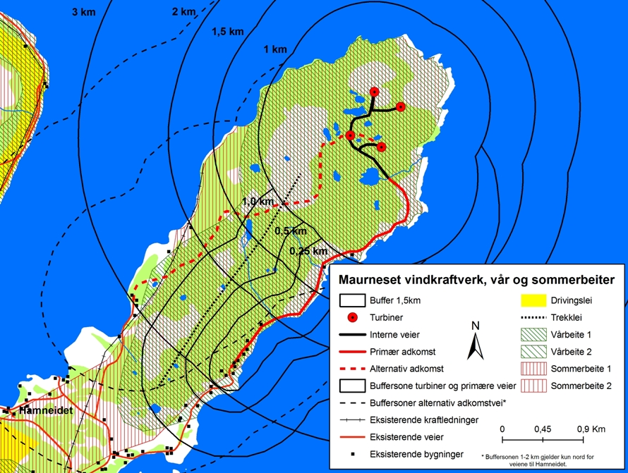 Direkte beitetap De direkte beitetapene vil være svært små. Det totale arealet som blir direkte berørt vil være under 0,1 km 2.