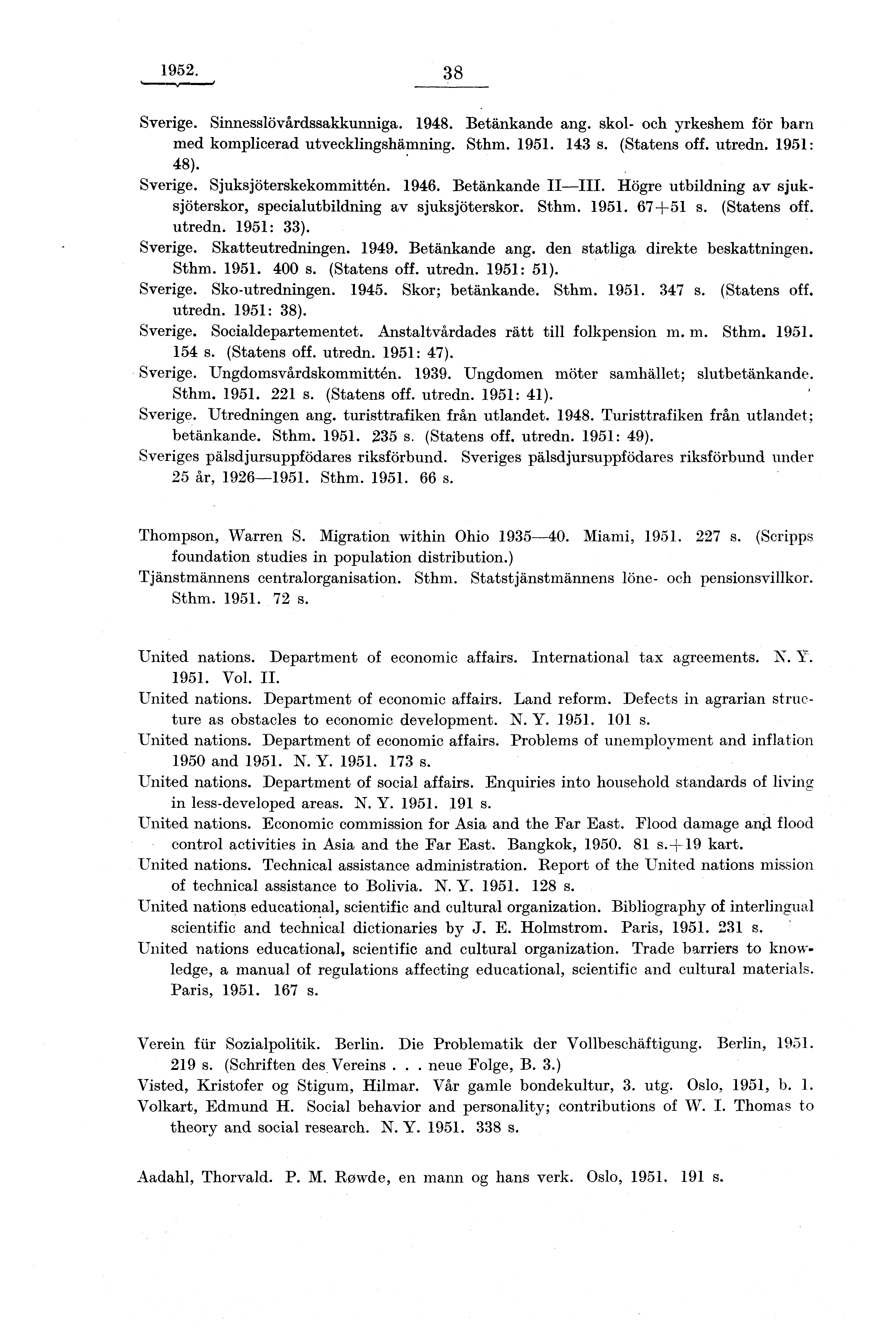 1952. 38 Sverige. Sinnesslövårdssakkunniga. 1948. Betänkande ang. skol- och yrkeshem för barn med komplicerad utvecklingshämning. Sthm. 143 s. (Statens off. utredn. 1951: 48). Sverige. Sjuksjöterskekommittén.