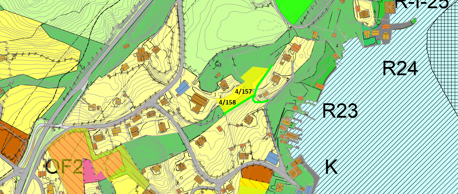 Forslag på 4/157 Jnr 64 Brynjar Steinsøy/Sigrun Gaard Steinsøy 10.08.2015 Beskrivelse av forslag Forslag om endra arealdisponering av 0,4 daa frå grønnstruktur til bustad.