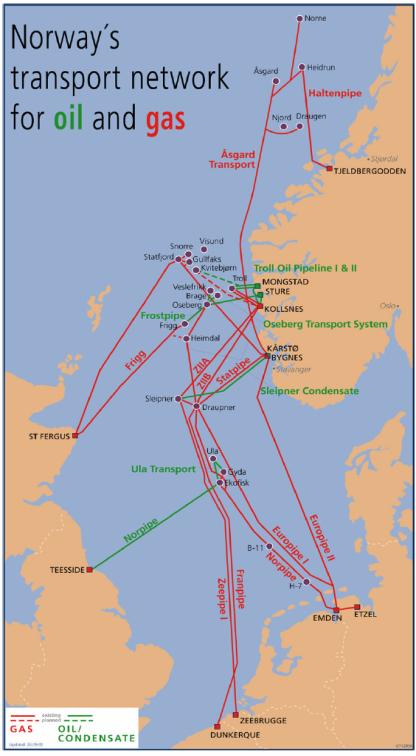 Transportnettet Det er nylig gjennomført en risikoog beredskapsanalyse som omfatter alle rørledninger i transportnettet, - til havs Motiv: en samlet oversikt over risikobidrag fra