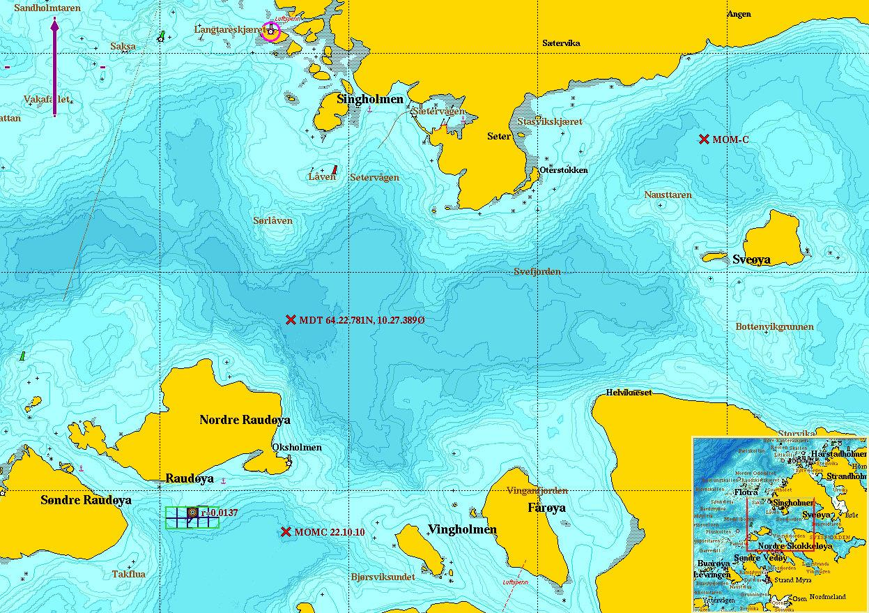 Figur 1: Referansestasjon i Eiterfjorden, Nærøy, Nord-Trøndelag (MDT 64⁰58.453 N, 11⁰38.528 Ø).