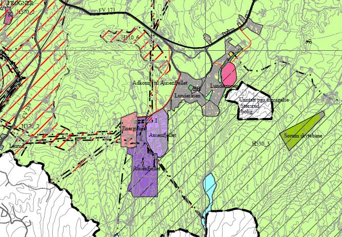 AUSENFJELLET II NYTT NÆRINGSOMRÅDE MED TILHØRENDE ATKOMSTVEG DETALJREGULERING MED 7/27 Gjeldende reguleringsplaner i mer detaljert målestokk kan sees på Sørum kommunes hjemmesider; http://webhotel2.