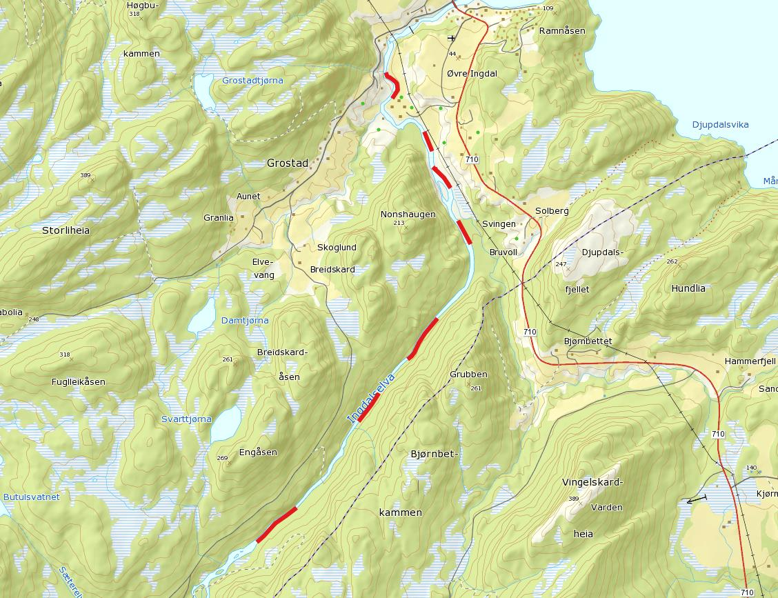 Ingdalselva FIGUR 15: INGDALSELVA BLE KARTLAGT MED 7 TELLESTASJONER Ingdalselva (120-40/45-R) ligger i Agdenes kommune og framtidens Søndre Fosen Vannområde.