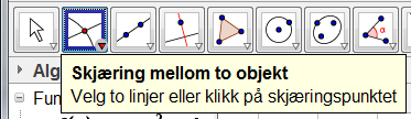 12 Klikk på verktøyknappene, og deretter på den aktuelle grafen i grafikkfeltet eller på funksjonsuttrykket i algebrafeltet.