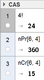 32 Fakultet, npr og ncr Eksempel Vi løser likningen 12 16 5 x x 44 28 117 5 i CAS. Likningssystem Løs likningssystemet x y 7 x y 1.