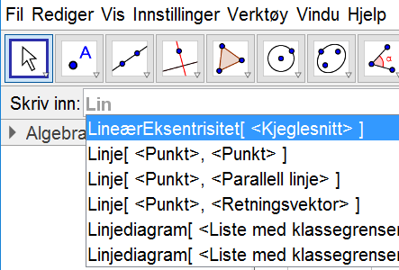 4 Her kan du endre egenskapene for x-aksen, y-aksen og rutenettet. NB! Alternativt til å høyreklikke i grafikkfeltet kan du klikke på deretter klikke på.