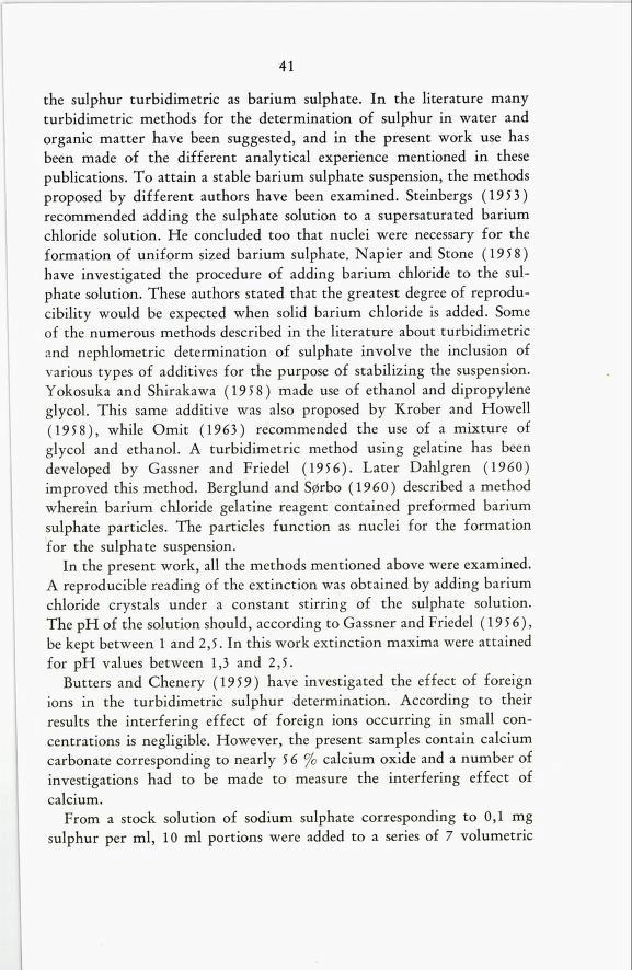 41 the sulphur turbidimetric as barium sulphate.