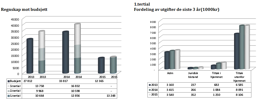 Tiltak i hjemmet (f.251) viser samlet et merforbruk på kr 0,2 mill. Der 0,3 mill er feilført og skal korrigeres til 252. Slik at det reelt ikke er merforbruk.