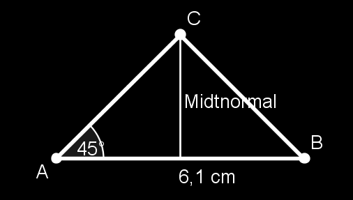 NIVÅ F F.4: Konstruere en firkant hvor en også må bruke en eller flere av de fem geometriske stedene. Eksempel-oppgave: I ABC er A=45. AB = 6,1cm. C ligger like langt fra A som fra B.