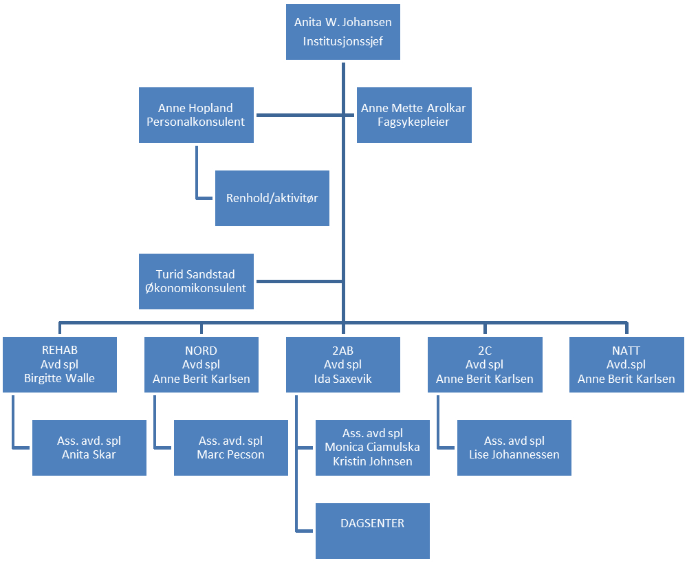 1. ORGANISASJONEN KOLSTIHAGEN a. Organisasjonskart Utskrift av organisasjonskartet finnes på samtlige avdelinger. b.