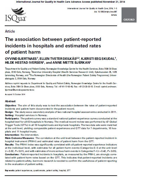 Bredere brukerevalueringer ikke bare brukererfaringer Patient centredness: Patient Reported Experiences (PREMS)